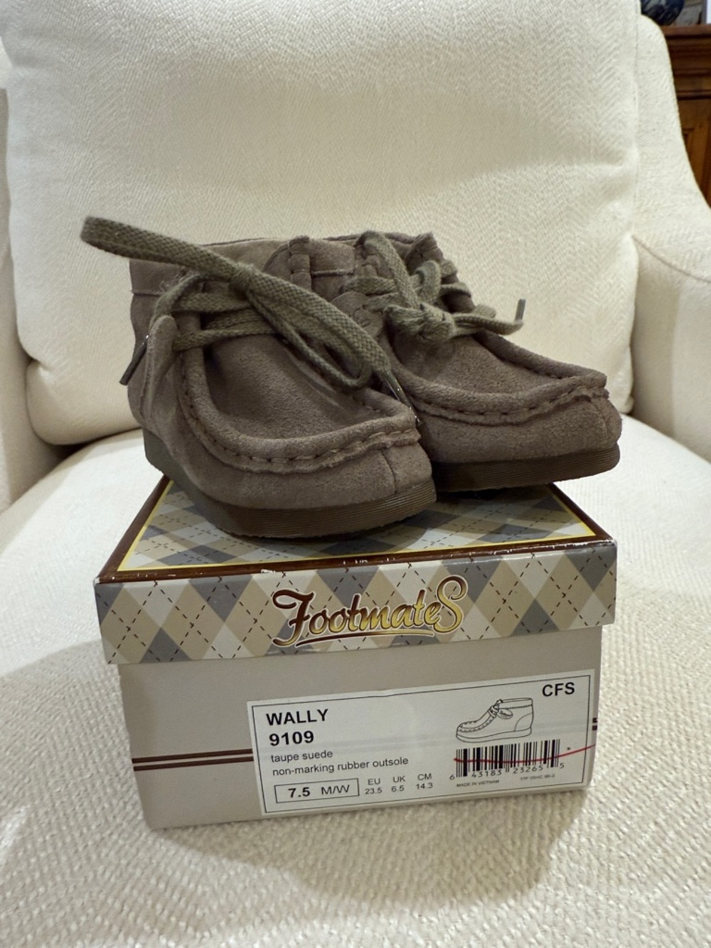 FootMates Kids Wally Taupe Suede Moccasin Boot